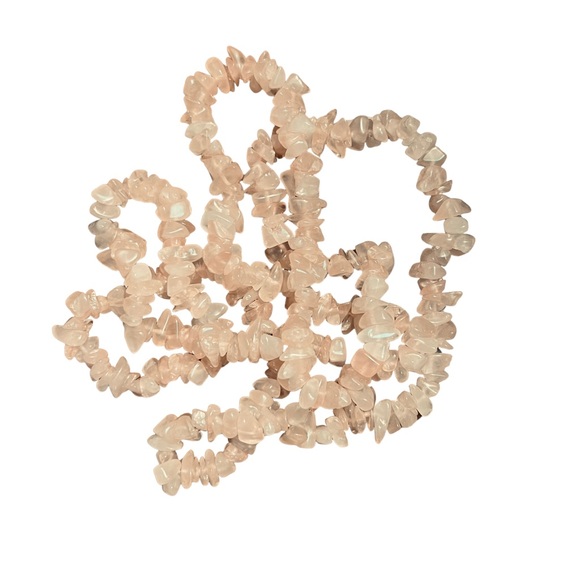 Rose Quartz Polished Gemstone Chip Necklace 34” - Picture 2 of 3